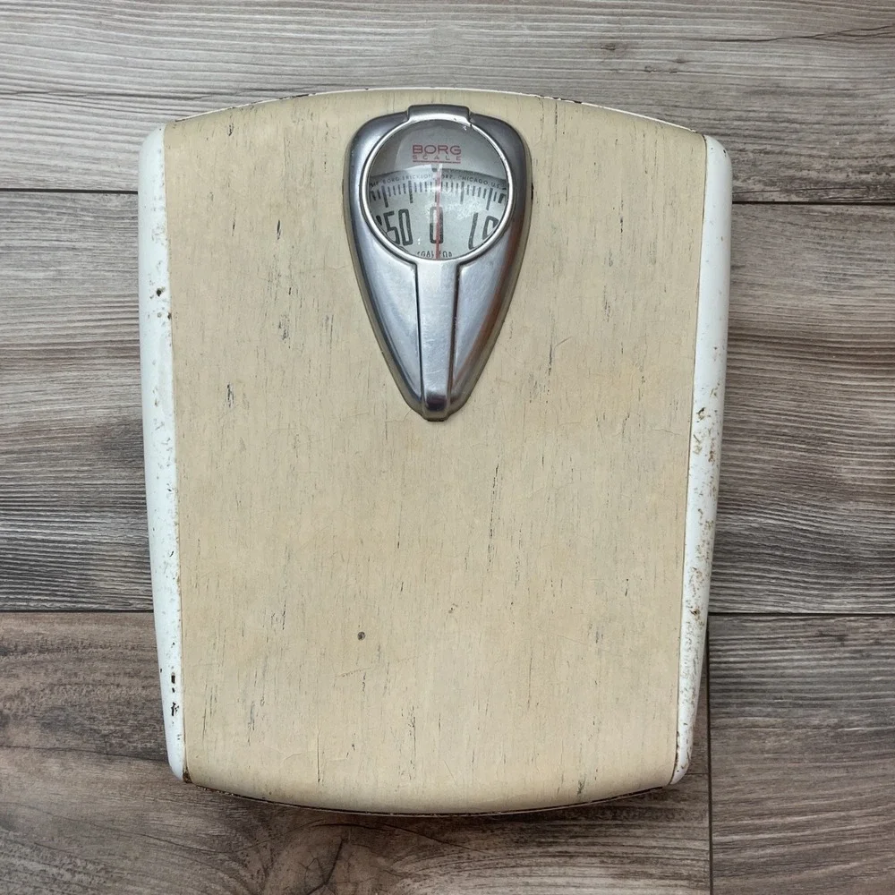 Vintage Borg Bathroom Scale Mid Century Art‎ Deco Mod Bubble Glass Stone Rustic